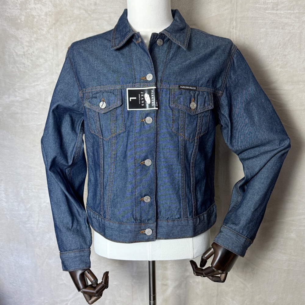 NWT Parkers‎ Jeans Y2K Indigo Denim Trucker Jacket Made in USA Deadstock Size L
